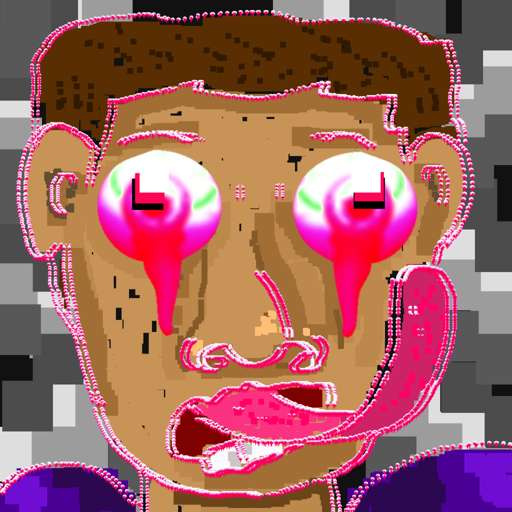 Pinkrave creature with melting pink eyes